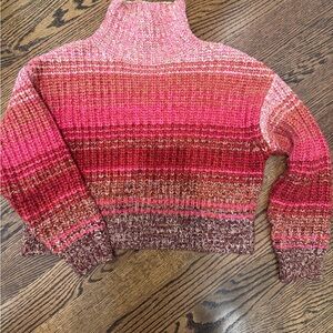 525 America Pink and Brown Turtleneck Sweater